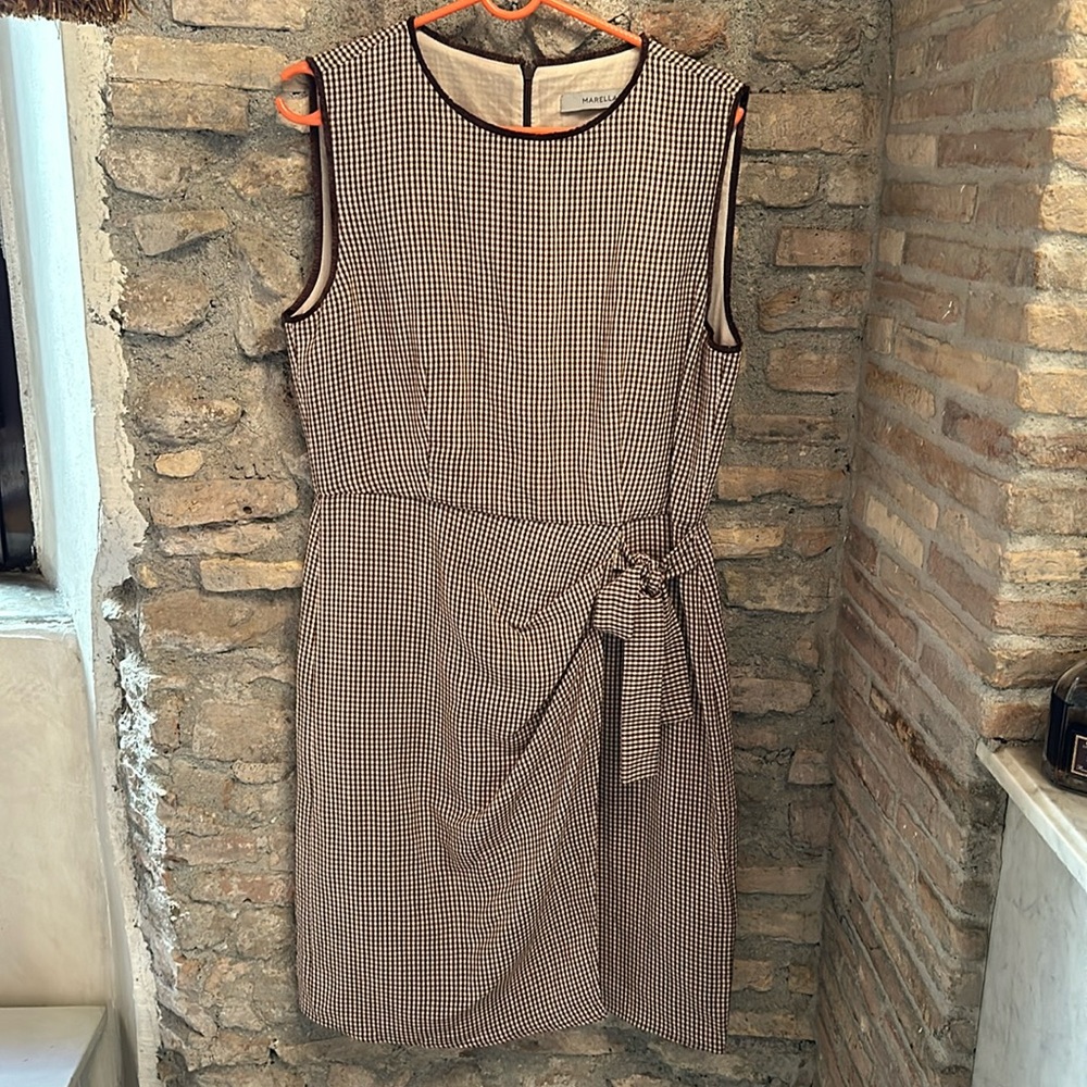Marella Brown & Cream Check Italian Made Dress